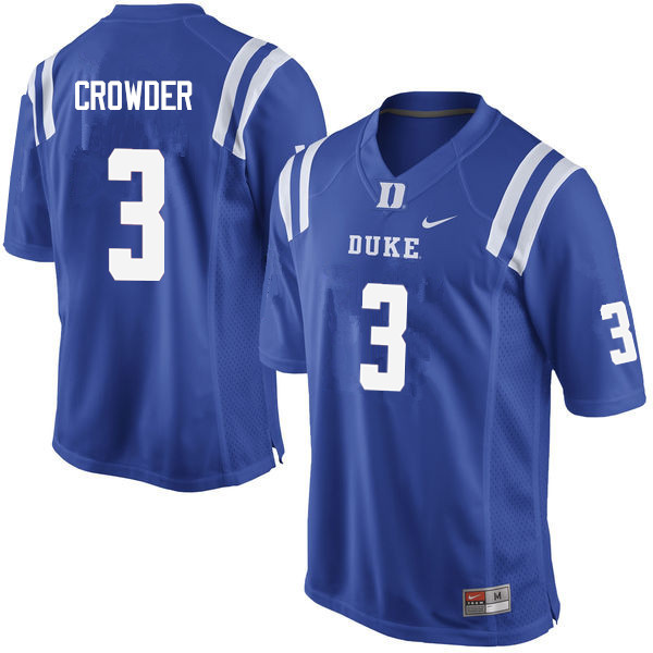 Men #3 Jamison Crowder Duke Blue Devils College Football Jerseys Sale-Blue